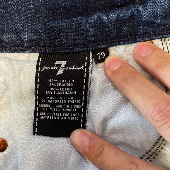 7 For All Mankind | Dojo Women’s Medium Wash Mid Rise Raw Hem Jeans 29 - Picture 8 of 8